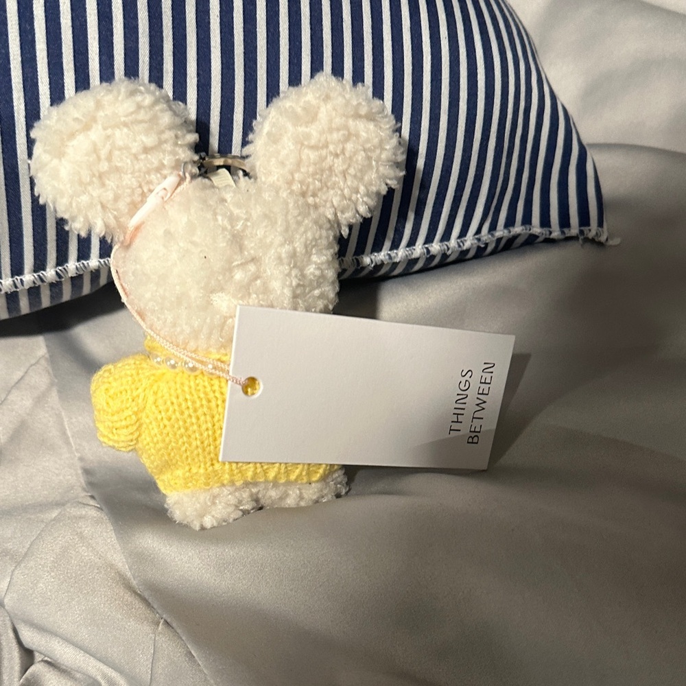 Yellow and White Plush Key chain - Picture 3 of 5